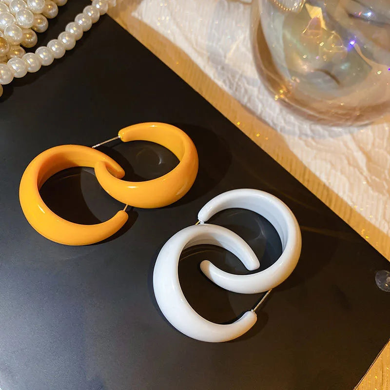 Boucles d'Oreilles Femme Créoles Acrylique Bohème - Bijou Tendance Été Plage