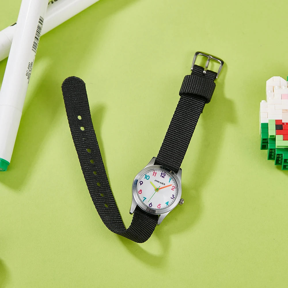 MOONBIFFY - Montre Enfant Quartz Analogique - Bracelet Toile Sport - Étanche 5 ATM - Fille Garçon - Cadeau