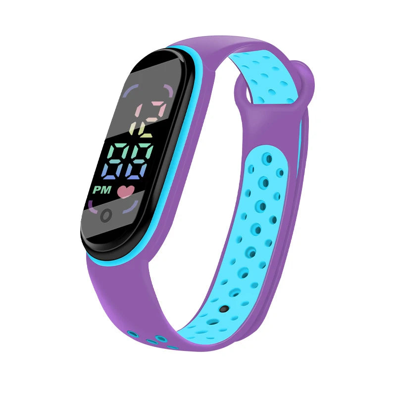 MOONBIFFY - Montre Enfant LED Digitale Sport - Bracelet Silicone Bicolore - Étanche 3 ATM