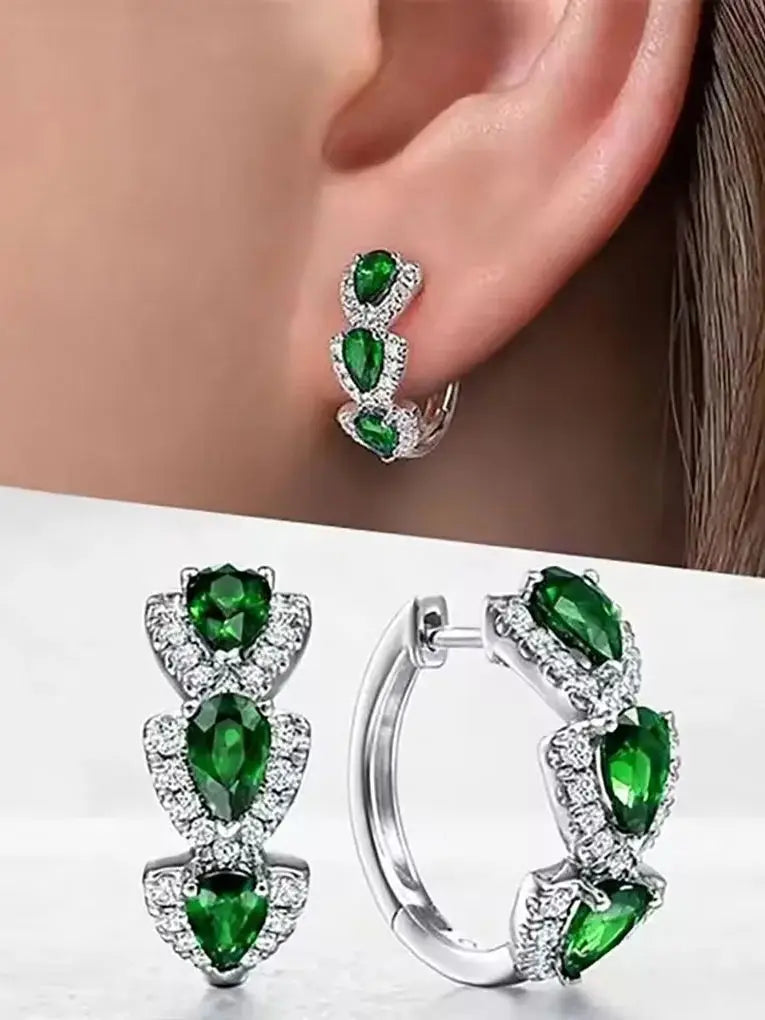 Boucles d'Oreilles Femmes Gouttes Pierres Synthétiques - Bijou Femme Élégant