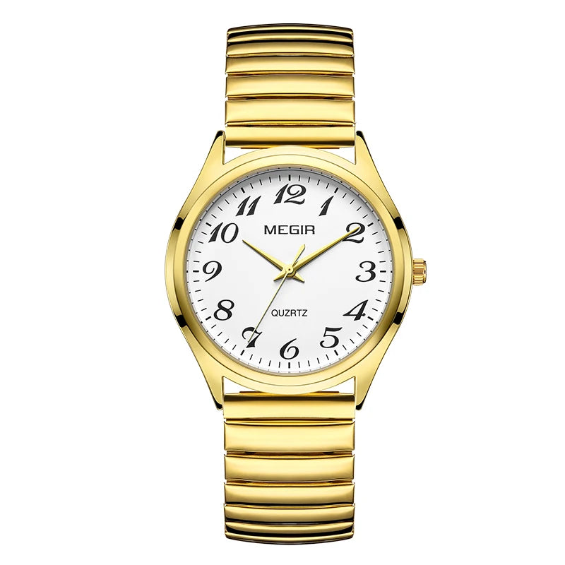 MEGIR - Montre Couple Luxe - Acier Inoxydable - Cadran Lumineux - Étanche 3 ATM - Saint-Valentin