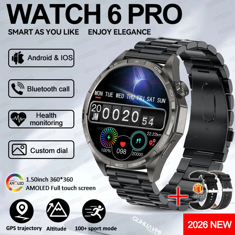Montre Connectée Saphir 2026 GPS Homme Femme - Appels Bluetooth & Assistant Vocal