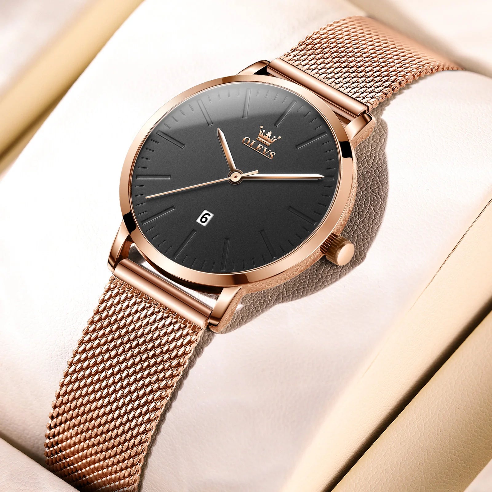 OLEVS - Montre Femme, Or Rose, Mode de Luxe, Originale