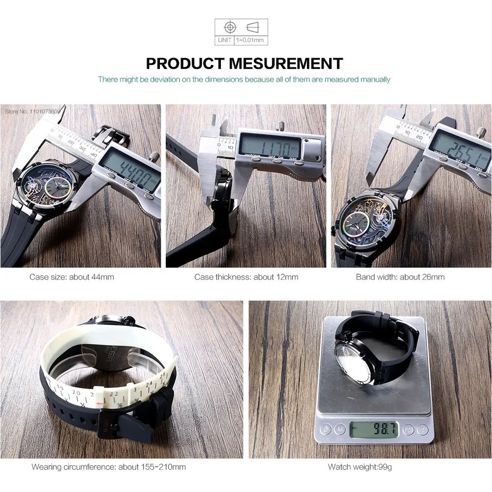 MEGIR - Montre Homme Sport Orange Double Cadran - Bracelet Silicone - Chronographe - Étanche 3 ATM