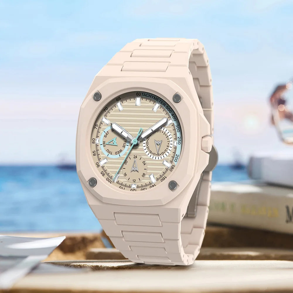 Montre Homme 2026 Polycarbonate Granulaire - Bracelet Léger Étanche Multi-Cadrans Quartz