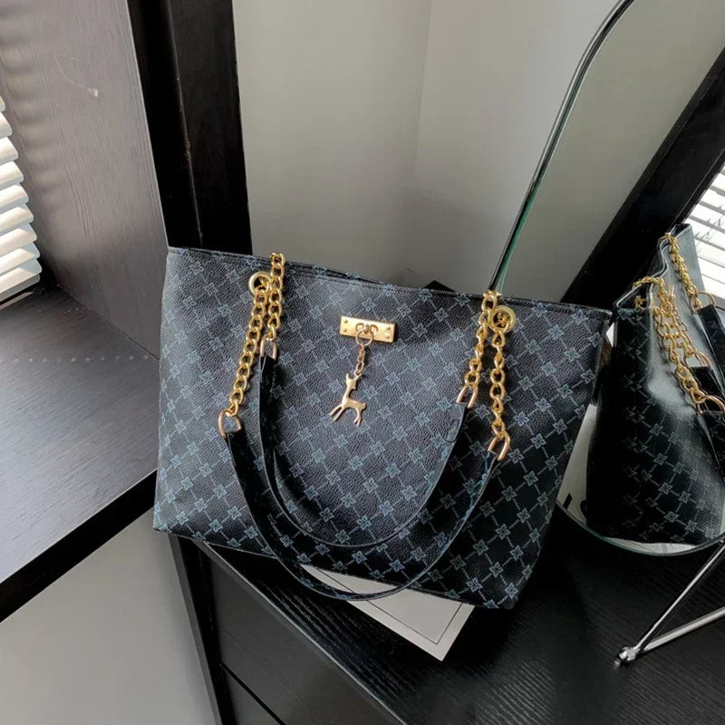 Sac à Main Femme Luxe Texture Plaid Grande Capacité - Cabas Shopping Pompon ABQP