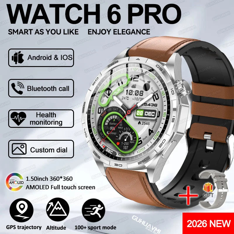 Montre Connectée Saphir 2026 GPS Homme Femme - Appels Bluetooth & Assistant Vocal