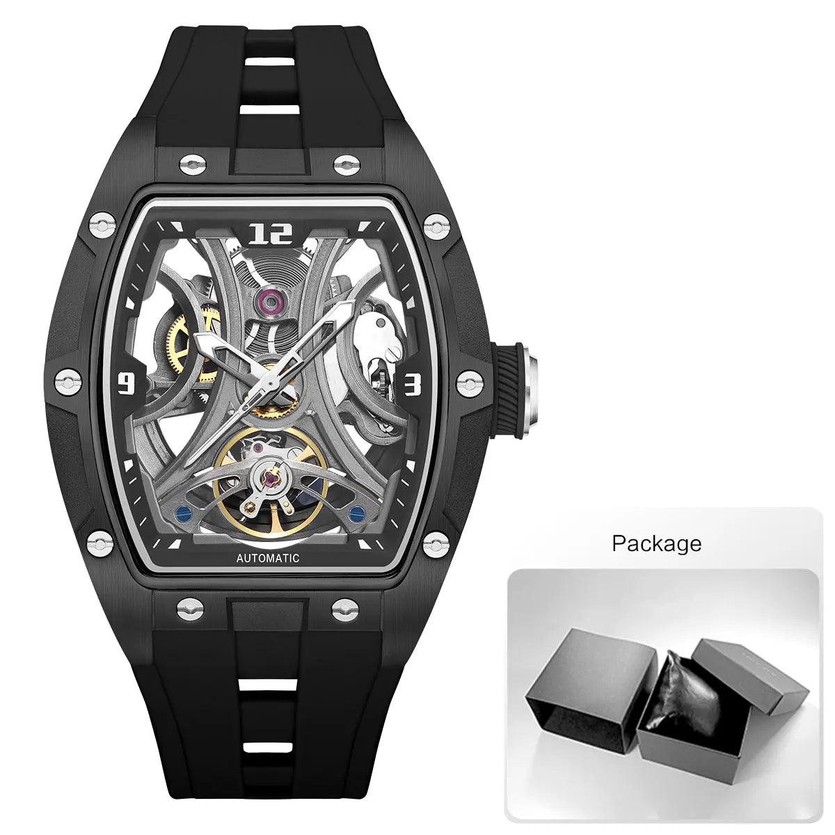 MEGIR - Montre Homme MEGIR 2245 Mécanique Automatique Squelette Sport - Cadran Creux Transparent - Tonneau Acier