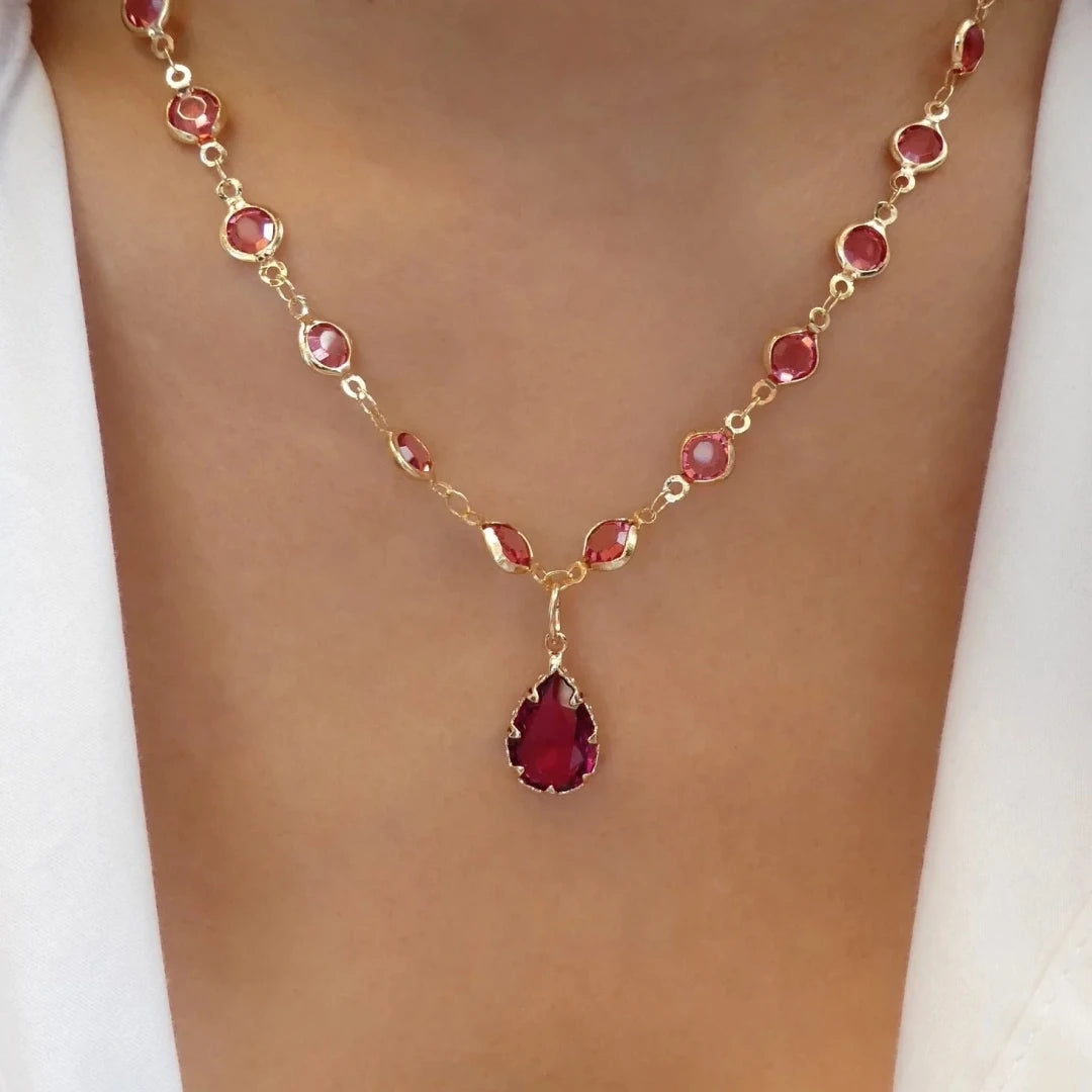 Collier Ras du Cou Rétro Cristal Arc-en-Ciel - Zircon Coloré Chaîne Clavicule Femme