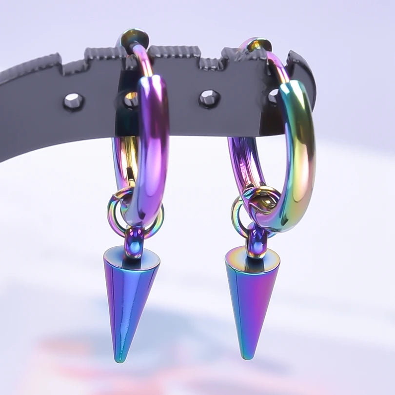 Boucles d'Oreilles Femmes Arc-en-Ciel Acier Inoxydable - Bijou Unisexe Punk