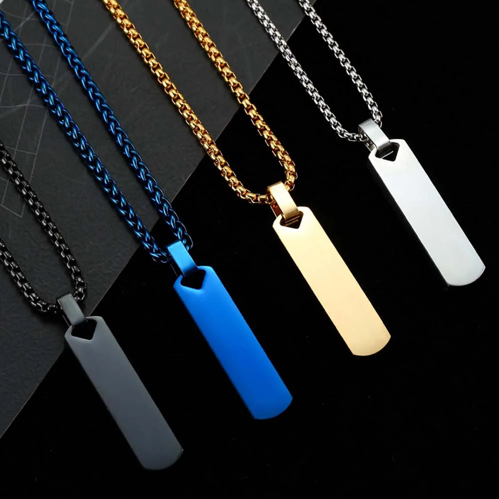 Collier Chaîne Clavicule Homme Barre Rectangle Géométrique - Acier Inoxydable Tendance