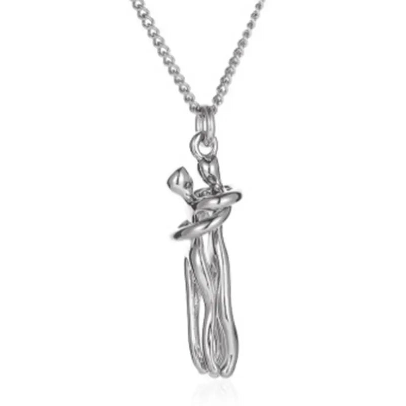 Collier Pendentif Couple Enlacé Hip Hop - Bijou Unisexe Promesse