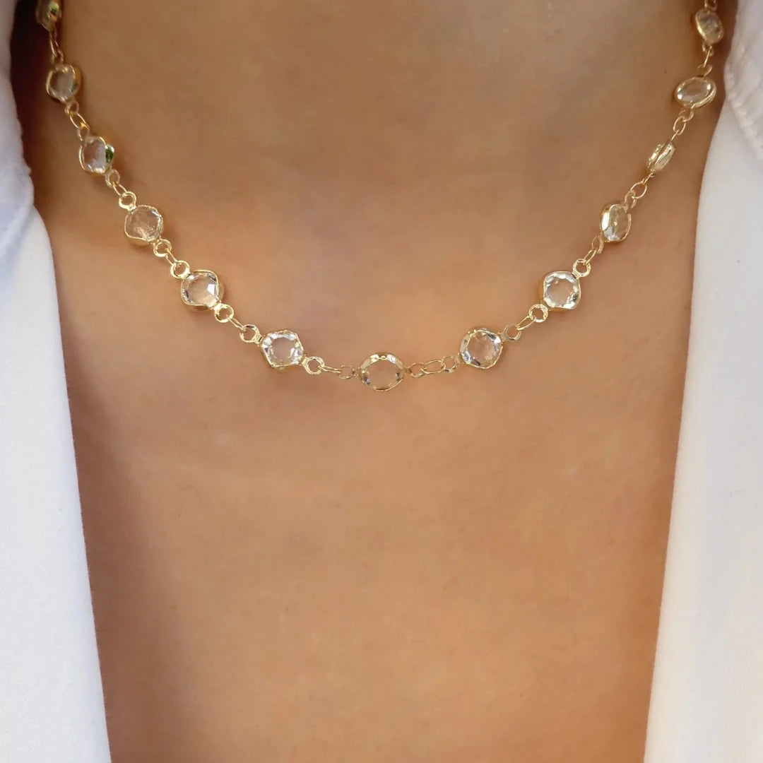 Collier Ras du Cou Rétro Cristal Arc-en-Ciel - Zircon Coloré Chaîne Clavicule Femme