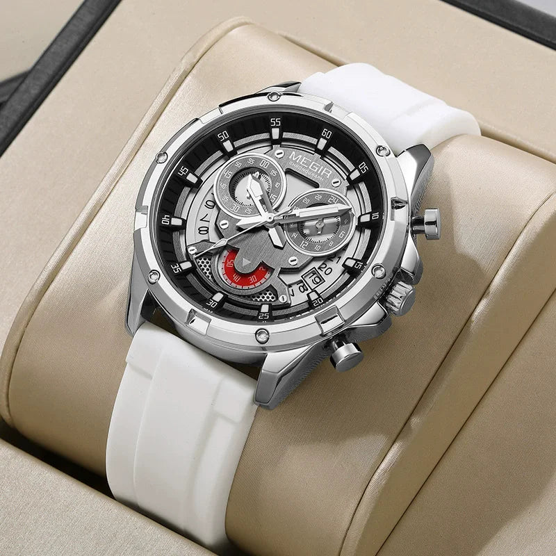 MEGIR - Montre Homme 2248 Chronographe Sport Silicone Lumineux