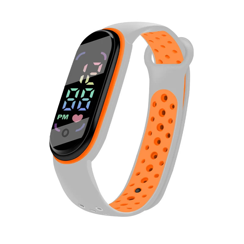 MOONBIFFY - Montre Enfant LED Digitale Sport - Bracelet Silicone Bicolore - Étanche 3 ATM