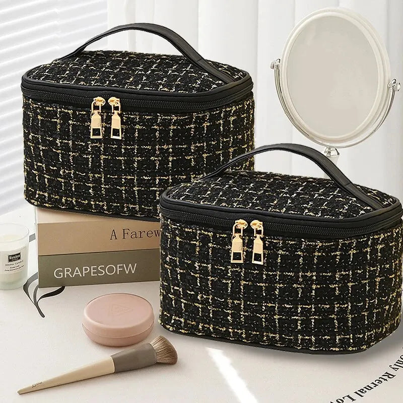 Sac à Main - Trousse Maquillage Grande Capacité Tissée - Vanity Portable Rangement Voyage