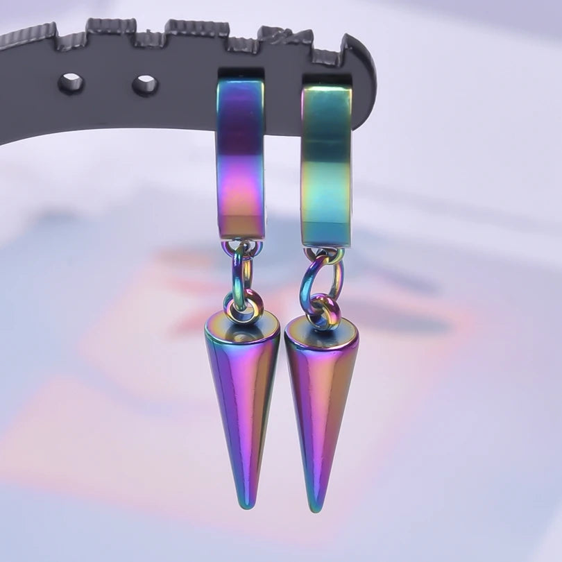 Boucles d'Oreilles Femmes Arc-en-Ciel Acier Inoxydable - Bijou Unisexe Punk