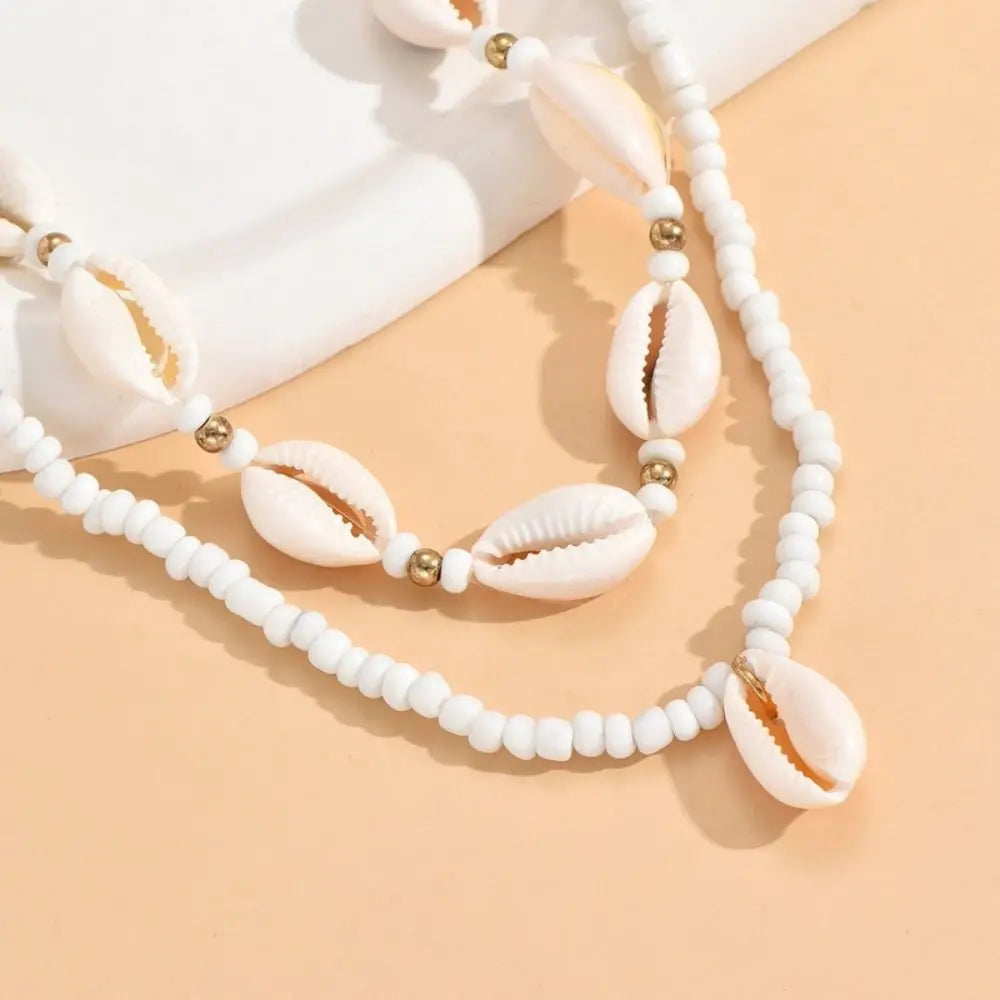 Collier Court Chaîne Perles Géométrique Bohème - Bijou Femme Tendance
