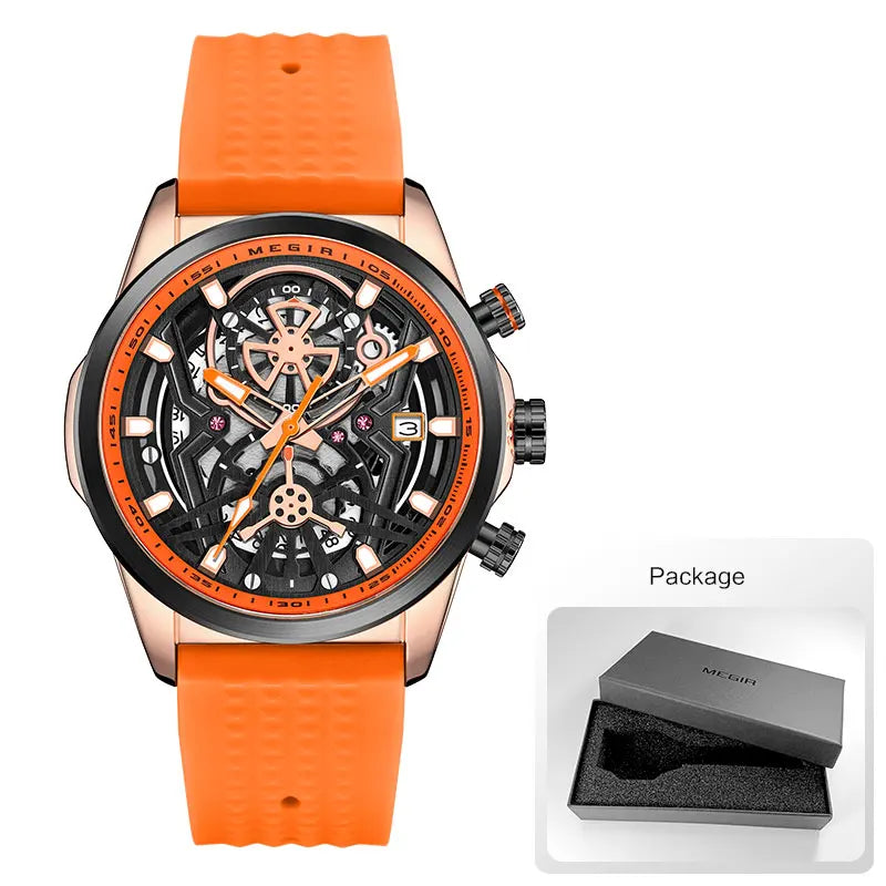 MEGIR - Montre Homme 2235 Chronographe Sport Silicone Lumineux