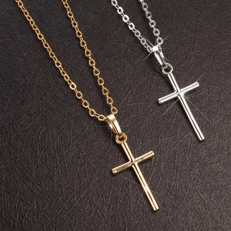 Collier Pendentif Croix Zircon - Or/Argent - Bijou Tendance Mixte