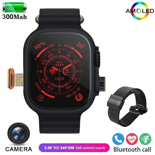 Montre Homme Connectée T83 Pro 2026 – 4G Android 10.0, Écran AMOLED 1.96", Caméra 200W, GPS & 100+ Sports