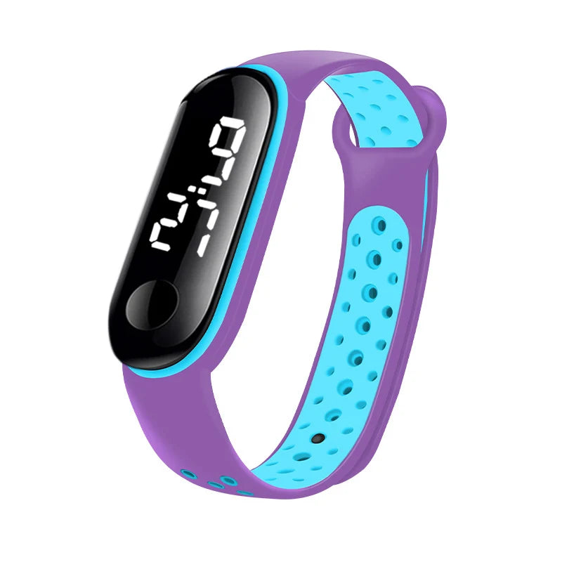 MOONBIFFY - Montre Enfant LED Digitale Sport - Bracelet Silicone Bicolore - Étanche 3 ATM