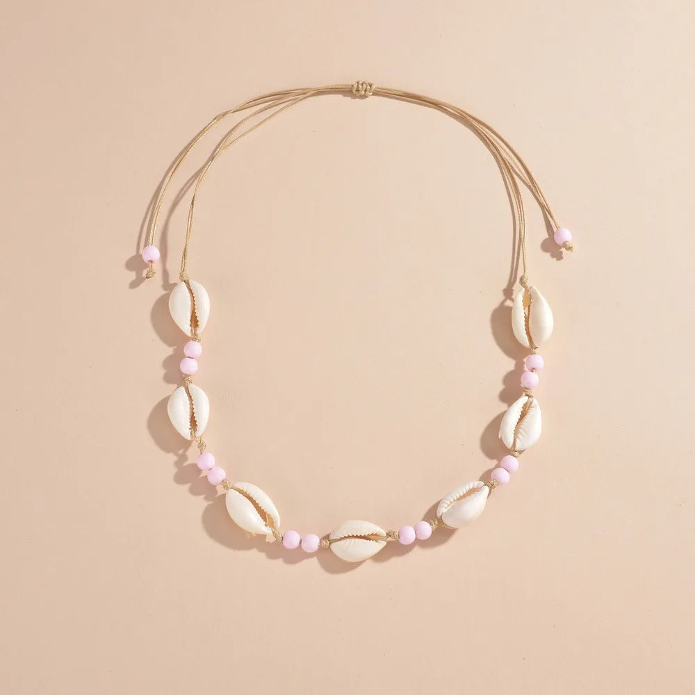 Collier Court Chaîne Perles Géométrique Bohème - Bijou Femme Tendance
