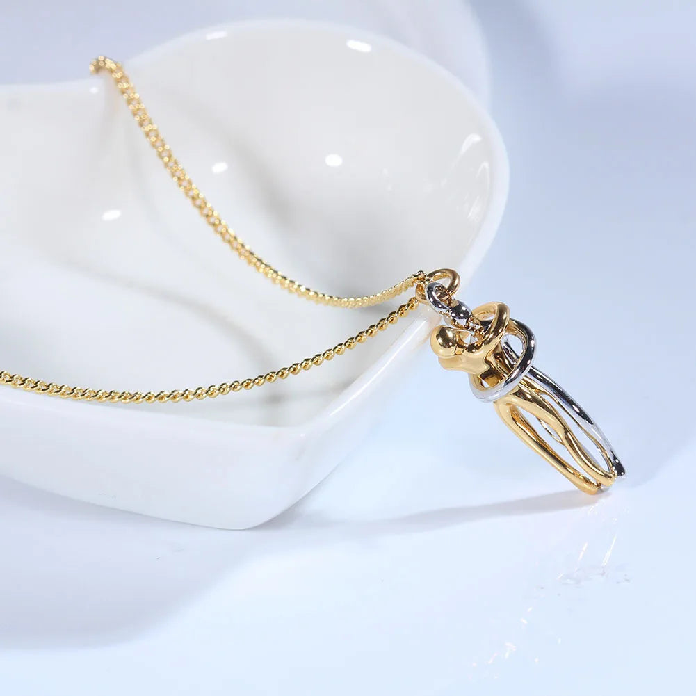 Collier Pendentif Couple Enlacé Hip Hop - Bijou Unisexe Promesse