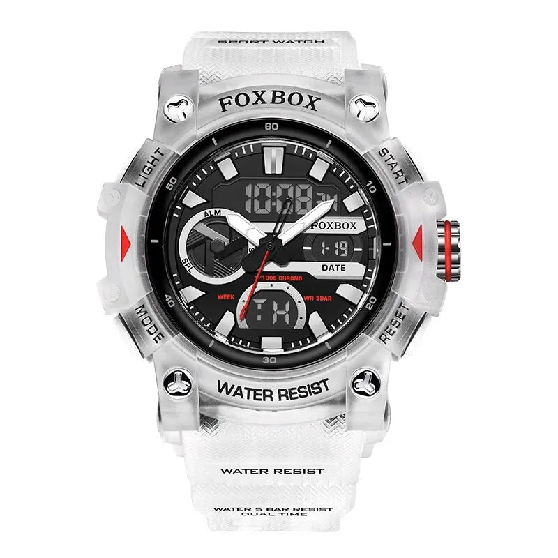 LIGE - Montre Homme FOXBOX Sport Militaire - Double Affichage Digital - Étanche 5 ATM - XXL 55mm