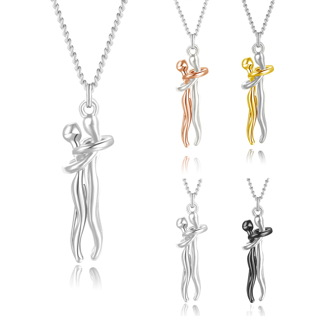 Collier Pendentif Couple Enlacé Hip Hop - Bijou Unisexe Promesse