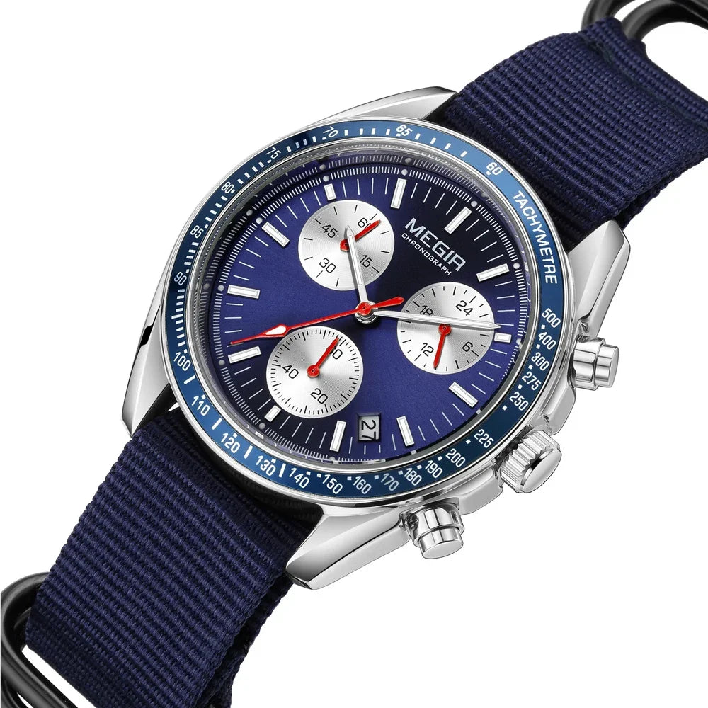 MEGIR - Montre Homme 2247 Chronographe Sport Canvas
