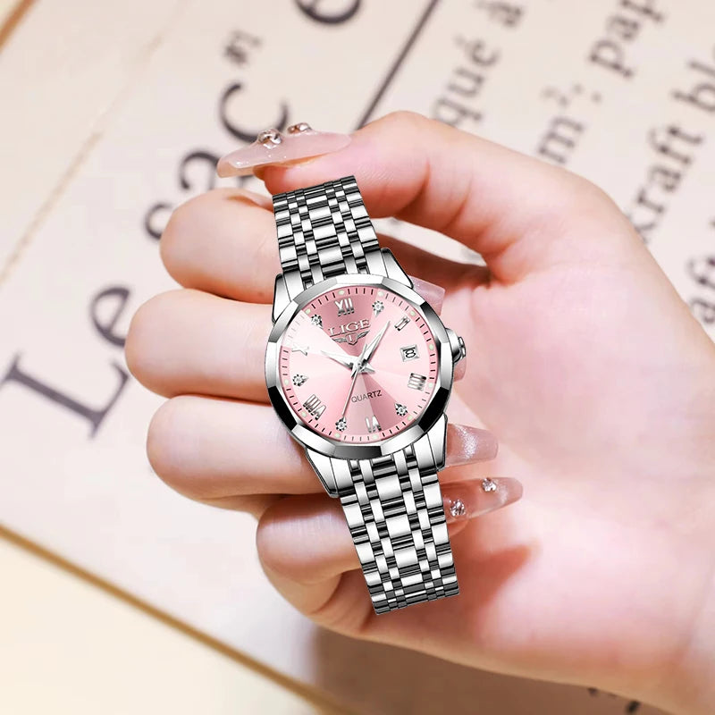 Montre Femme LIGE Élégante Ultra-Mince - Style Nordique Minimaliste Acier Inoxydable