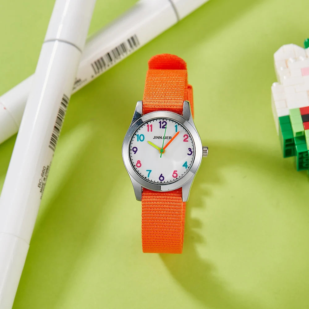 MOONBIFFY - Montre Enfant Quartz Analogique - Bracelet Toile Sport - Étanche 5 ATM - Fille Garçon - Cadeau