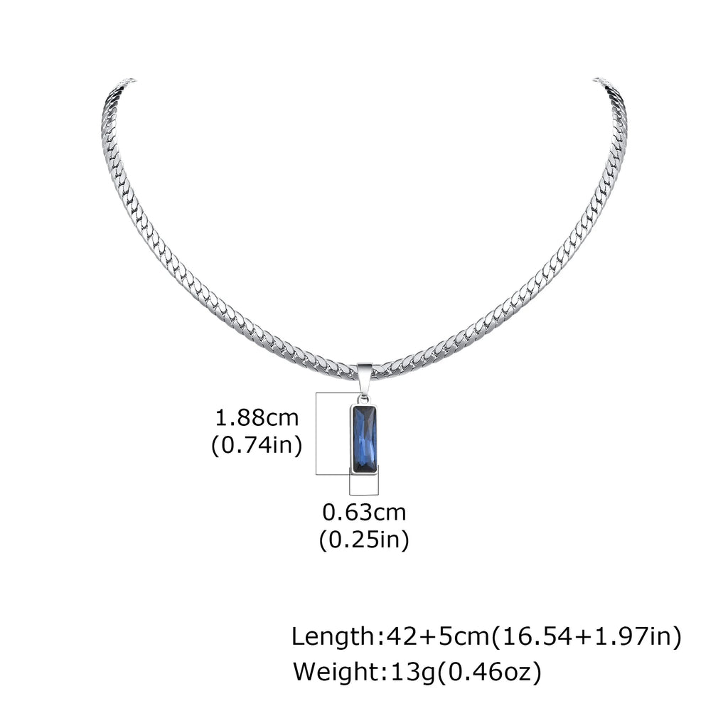 Collier Homme Chaîne Cubaine Acier Inoxydable Pendentif Pierre - Bijou Hip-Hop