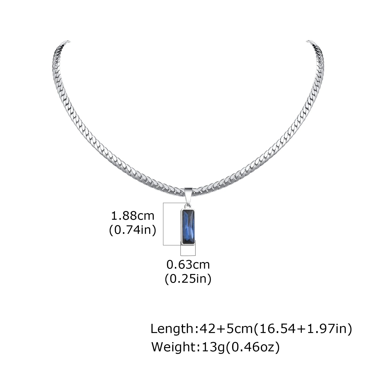 Collier Homme Chaîne Cubaine Acier Inoxydable Pendentif Pierre - Bijou Hip-Hop