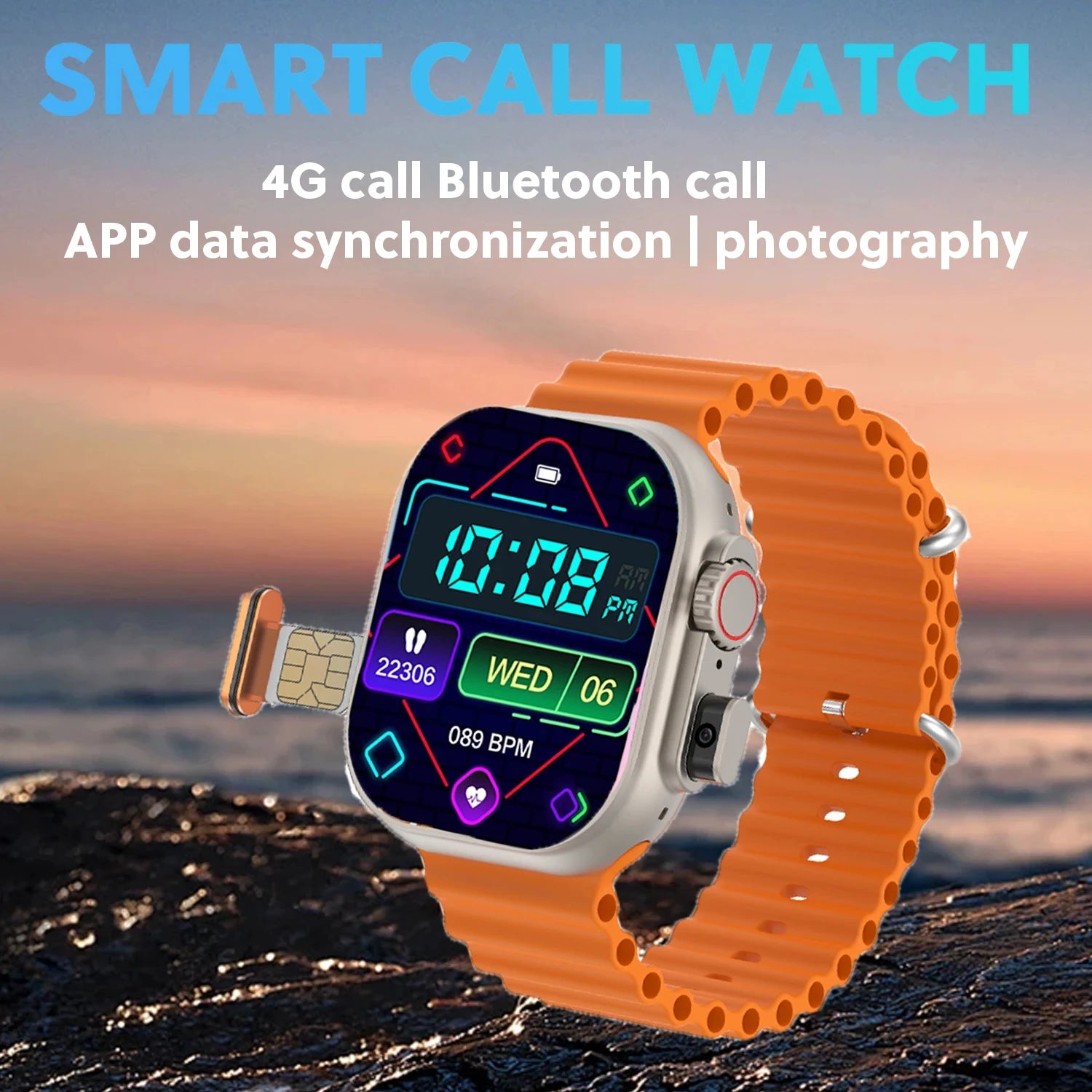 Montre Homme Connectée T83 Pro 2026 – 4G Android 10.0, Écran AMOLED 1.96", Caméra 200W, GPS & 100+ Sports