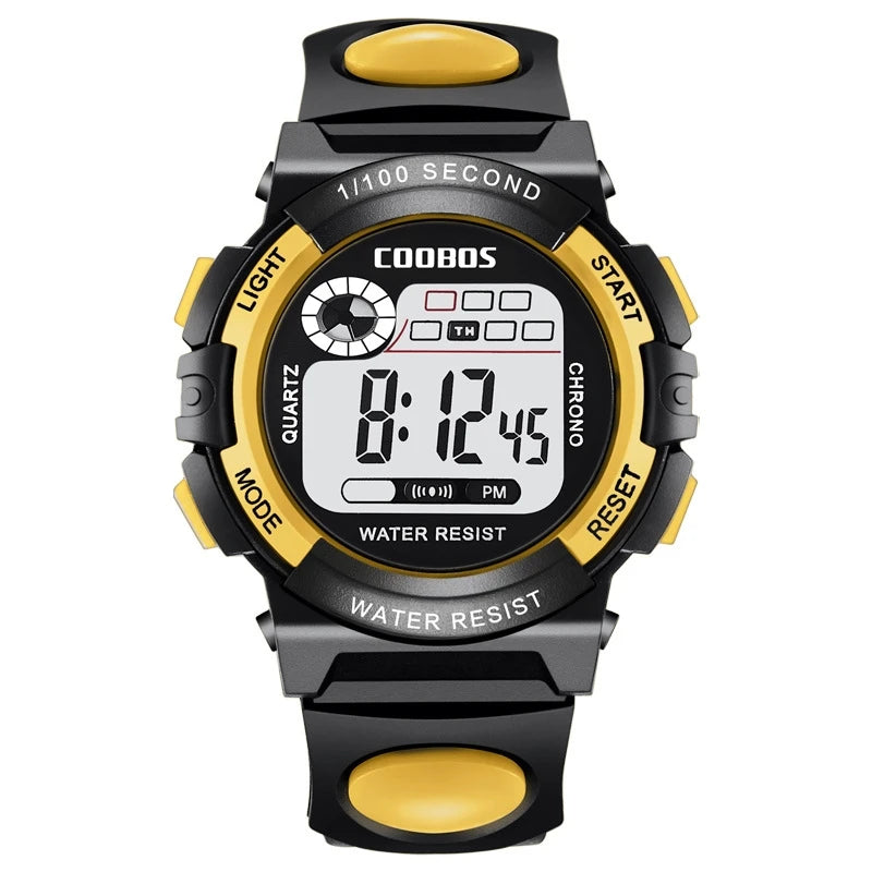 MOONBIFFY - Montre Enfant Sport LED Digitale - Étanche 3 ATM - Chronomètre - Calendrier - 43mm