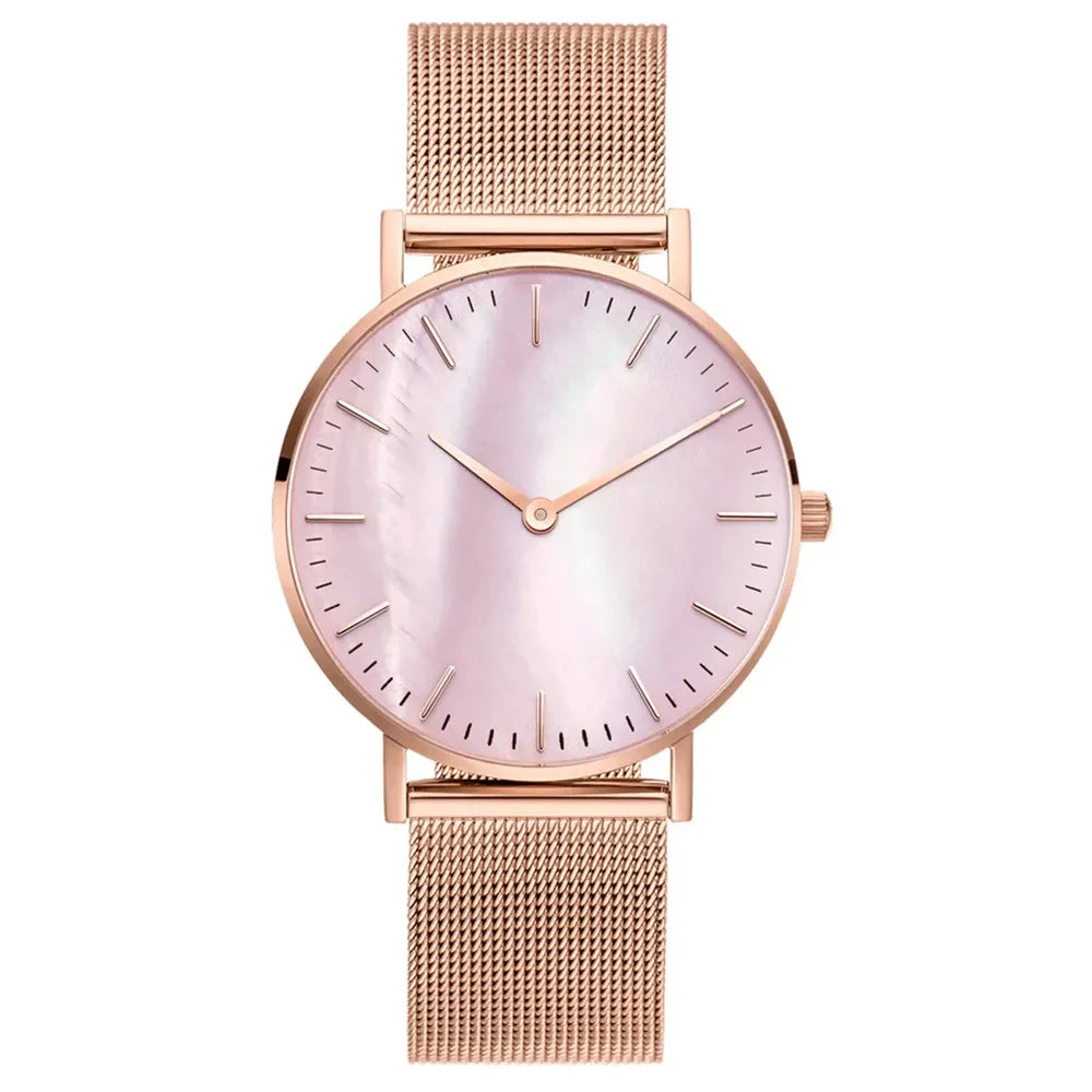TINUORA  - Montre Femme Luxe Maille Métallique - Bracelet Milanais - Rose Gold Argent