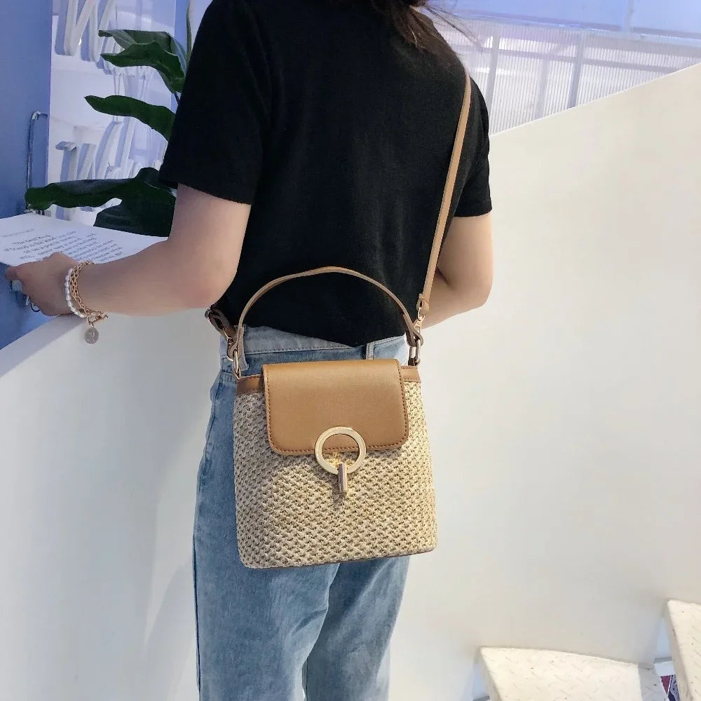 Sac à Main Femme Tressé Plage 2025 Tendance Coréenne - Sac Seau Bandoulière Fashion