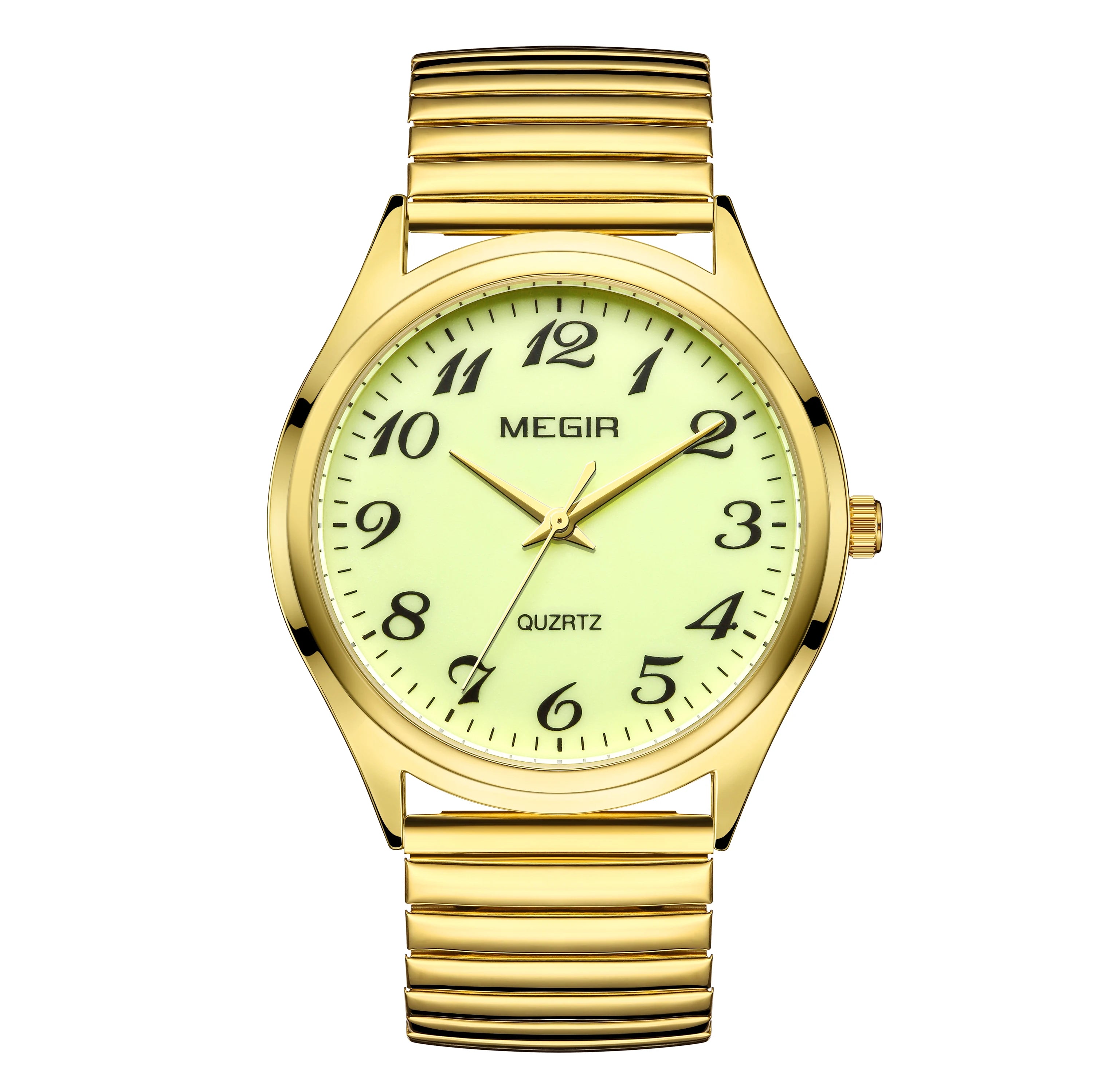 MEGIR - Montre Couple Luxe - Acier Inoxydable - Cadran Lumineux - Étanche 3 ATM - Saint-Valentin