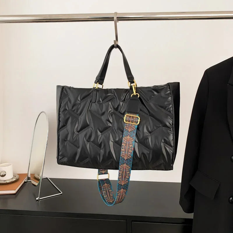 Sac à Main Femme Matelassé Nylon - Cabas Fourre-Tout Rembourré Hiver Designer