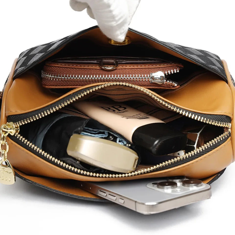 Sac à Main Femme Luxe 3 Couches Cuir PU - Sac Bandoulière Designer AMYMANG
