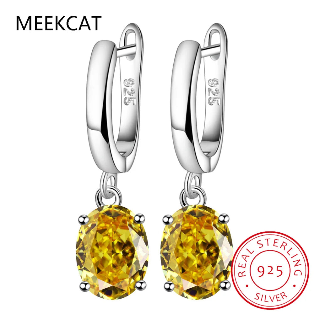 Boucles d'Oreilles Femmes Pendantes Argent 925 Topaze Bleue - Bijou Femme Élégant