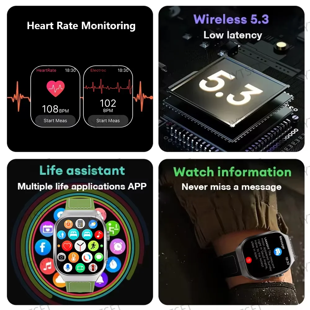 LAXASFIT - Montre Intelligente LAXASFIT 2.01" Écran Incurvé - Bluetooth 5.3 - Appels HD - Modes Sport - Android iOS