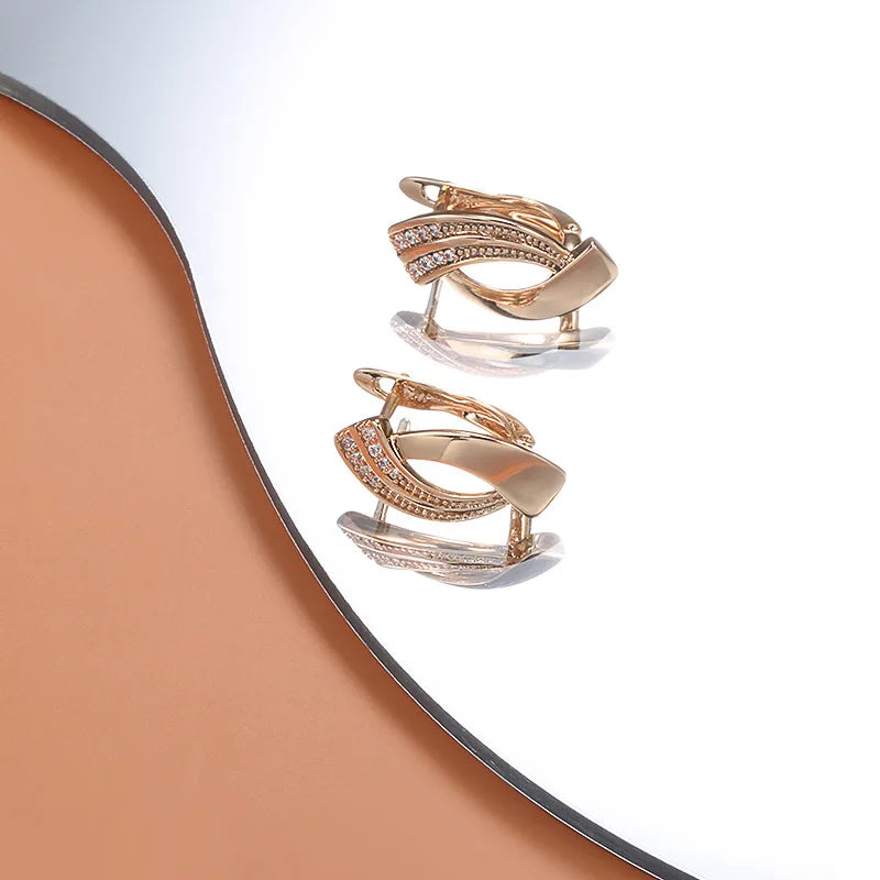 Boucles d'Oreilles Femmes Or 14K Motif Tressé - Bijou Femme Luxe
