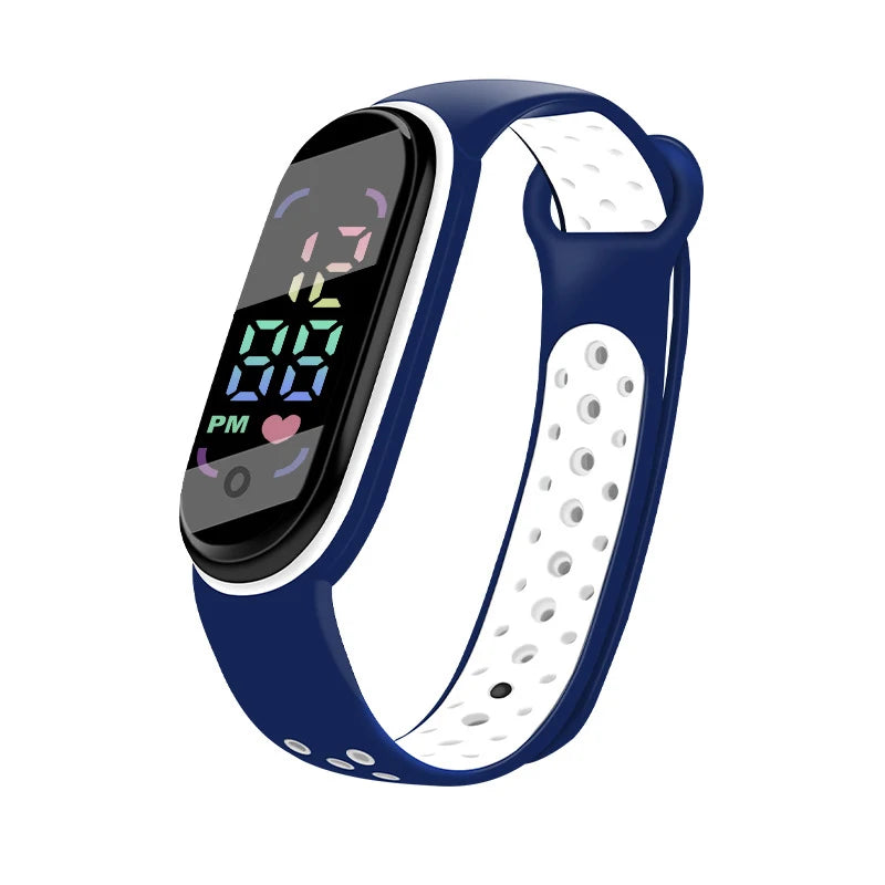 MOONBIFFY - Montre Enfant LED Digitale Sport - Bracelet Silicone Bicolore - Étanche 3 ATM