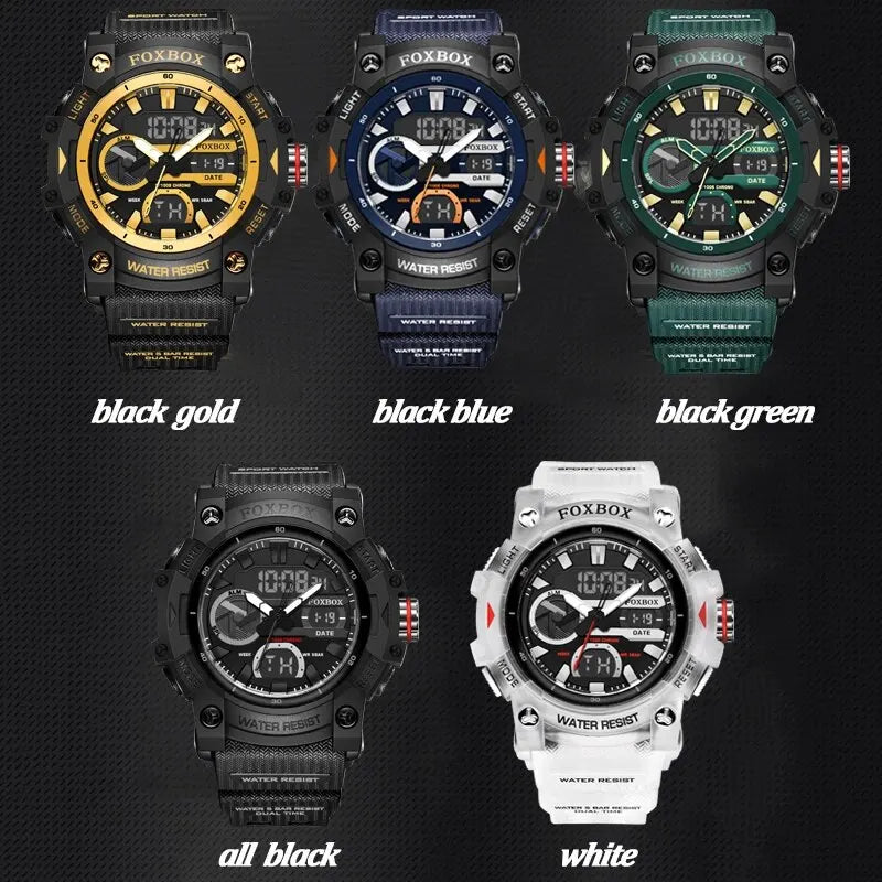 LIGE - Montre Homme FOXBOX Sport Militaire - Double Affichage Digital - Étanche 5 ATM - XXL 55mm