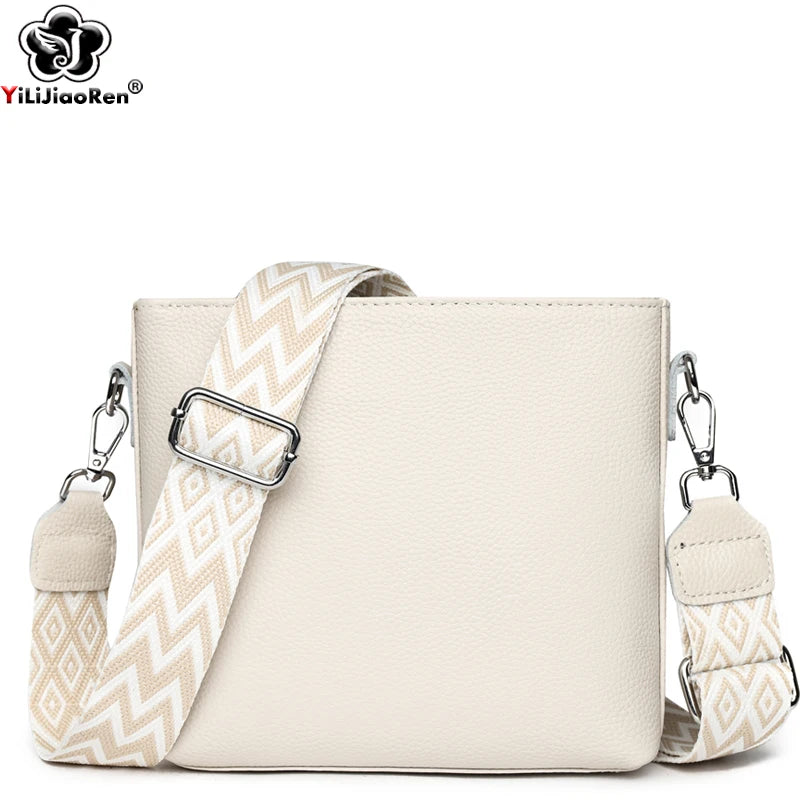 Sac à Main Femme Bandoulière Cuir Véritable 100% - Petit Sac Messenger Large Sangle