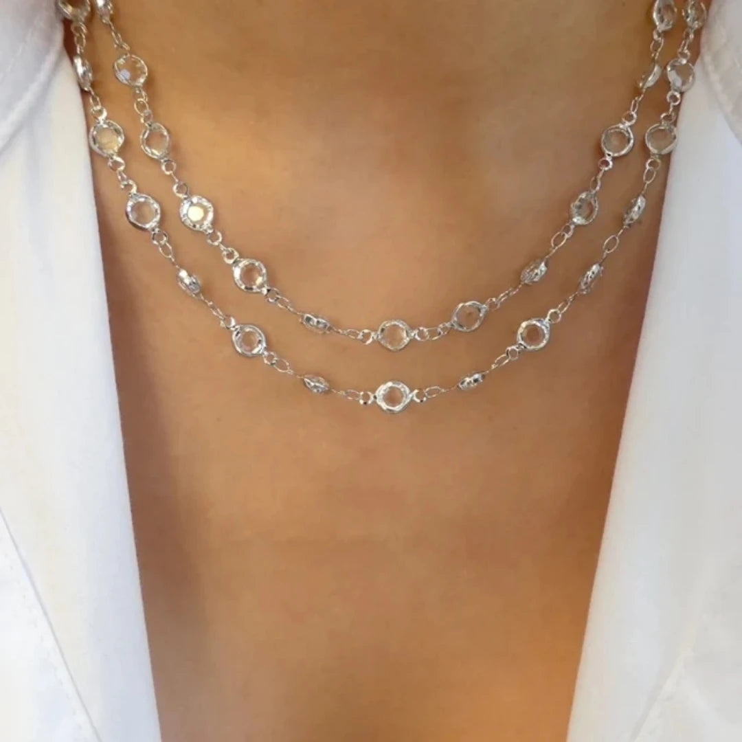 Collier Ras du Cou Rétro Cristal Arc-en-Ciel - Zircon Coloré Chaîne Clavicule Femme