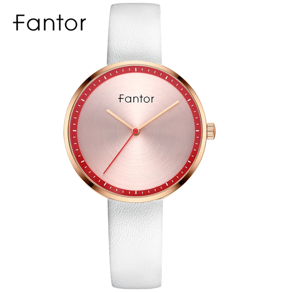 FANTOR - Montre Femme Minimaliste Luxe - Cadran Vert - Bracelet Cuir - Étanche 3 ATM - Mouvement Japonais